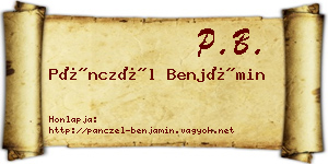 Pánczél Benjámin névjegykártya