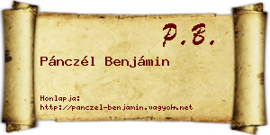 Pánczél Benjámin névjegykártya